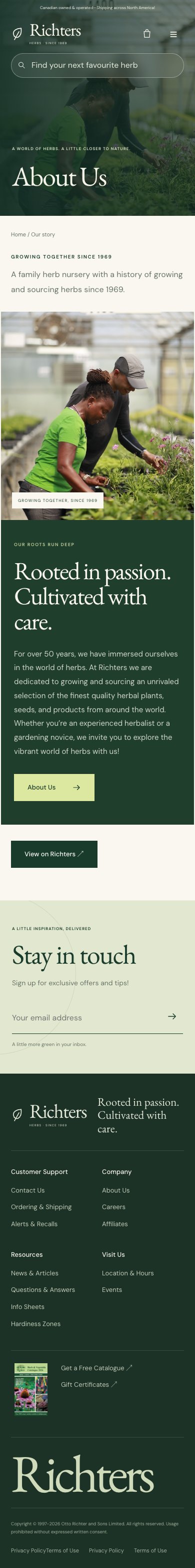 About · botanical · mobile