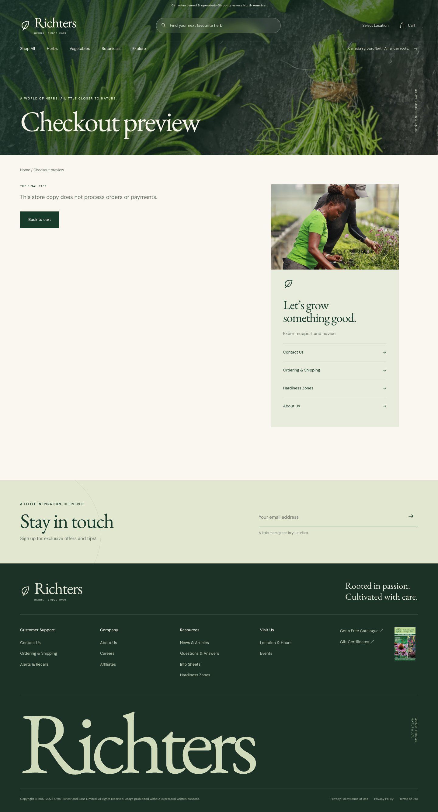 Checkout preview · botanical · desktop