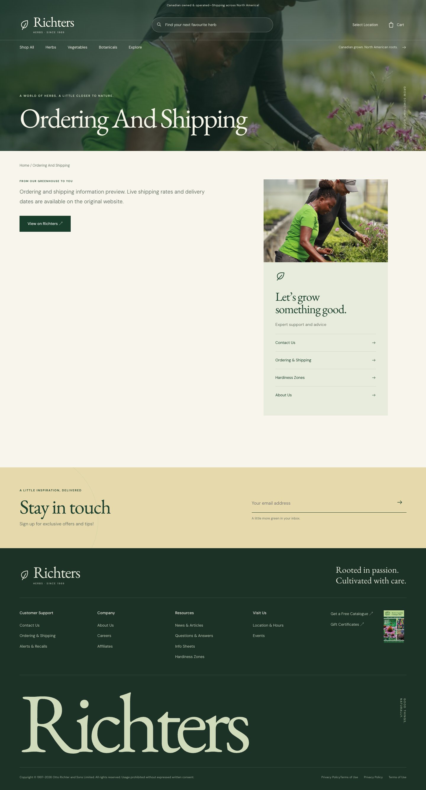 Ordering & Shipping · immersive · desktop