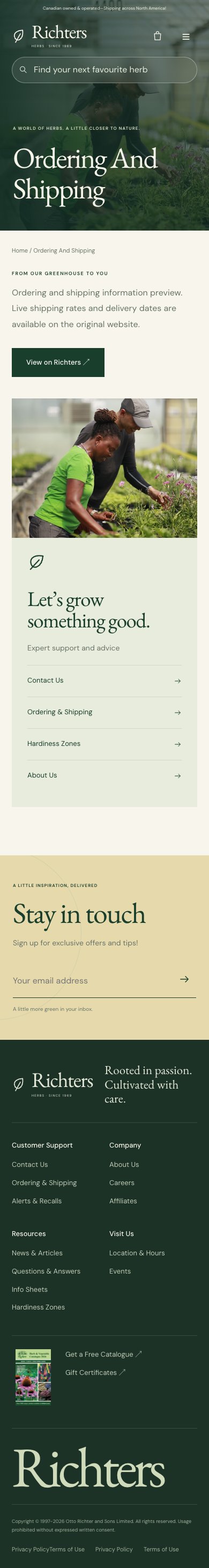 Ordering & Shipping · immersive · mobile